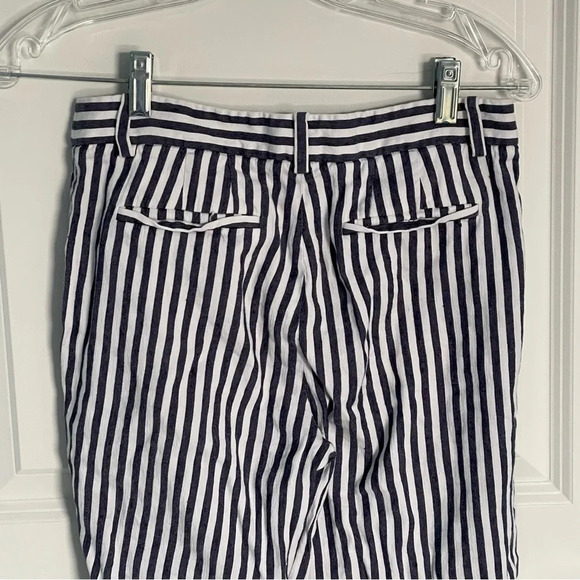 Theory Inza Striped Linen Blend Cropped Wide leg Pants 29040 - Picture 5 of 10